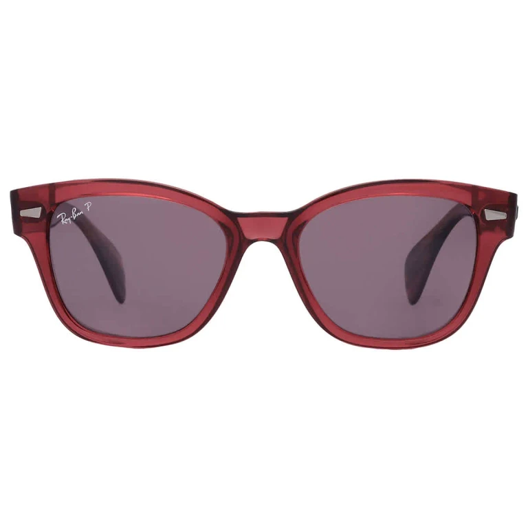 Ray Ban Polarized Dark Violet Square Unisex Sunglasses RB0880S 6639AF 52