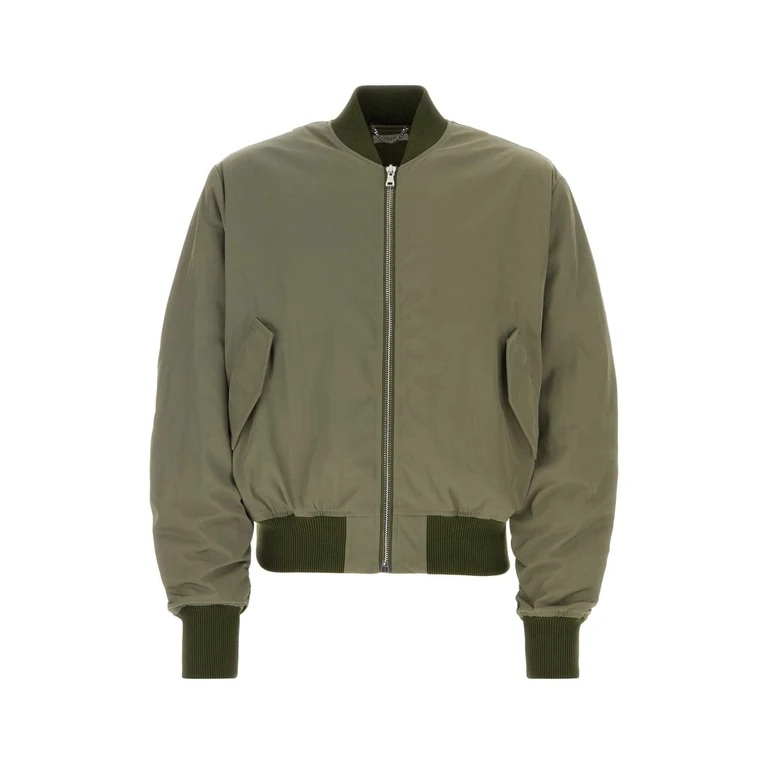Army Green Polyester Bomber Jacket Greymint Giubbini - Men