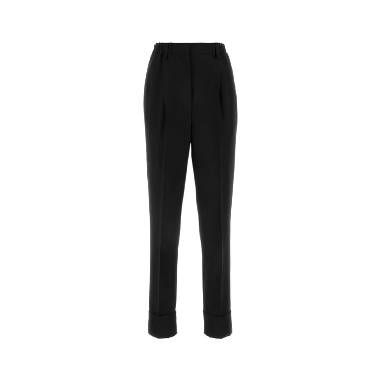 Prada Black Wool Blend Pant Nero Wm Wo-trochus Niloticus Pantaloni - Women
