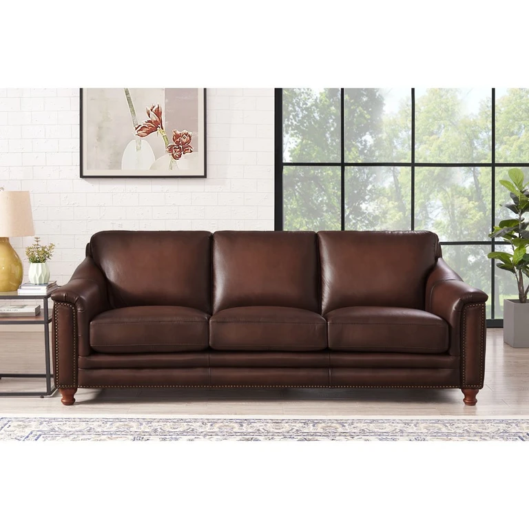 Billingham Caramel Brown Leather Sofa