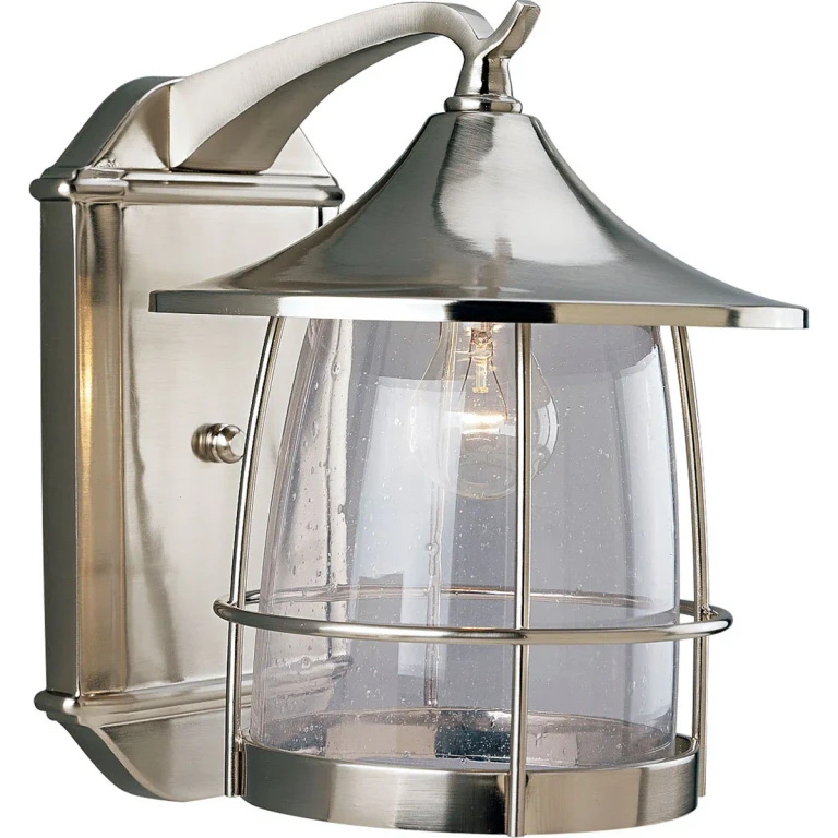 Brushed Nickel One Light Wall Lantern from the Prairie Collection