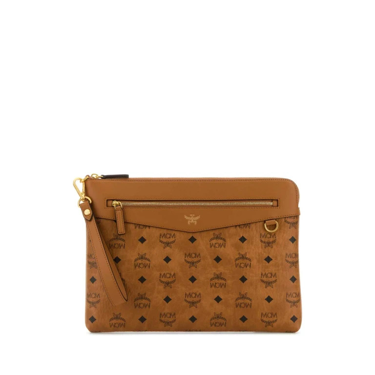MCM Printed Canvas Clutch