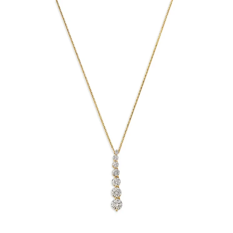 Certified Lab Grown Diamond Linear Pendant Necklace in 14K Yellow Gold, 2.0 tcw