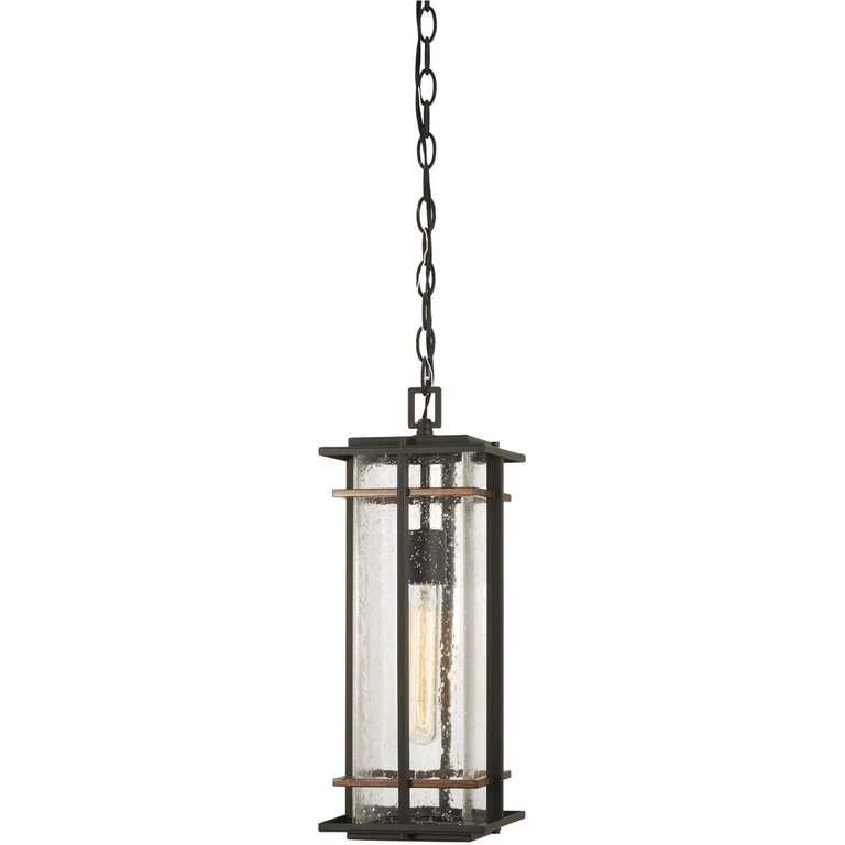 San Marcos 18" Outdoor Hanging Light in Black with Antique Copper Accents