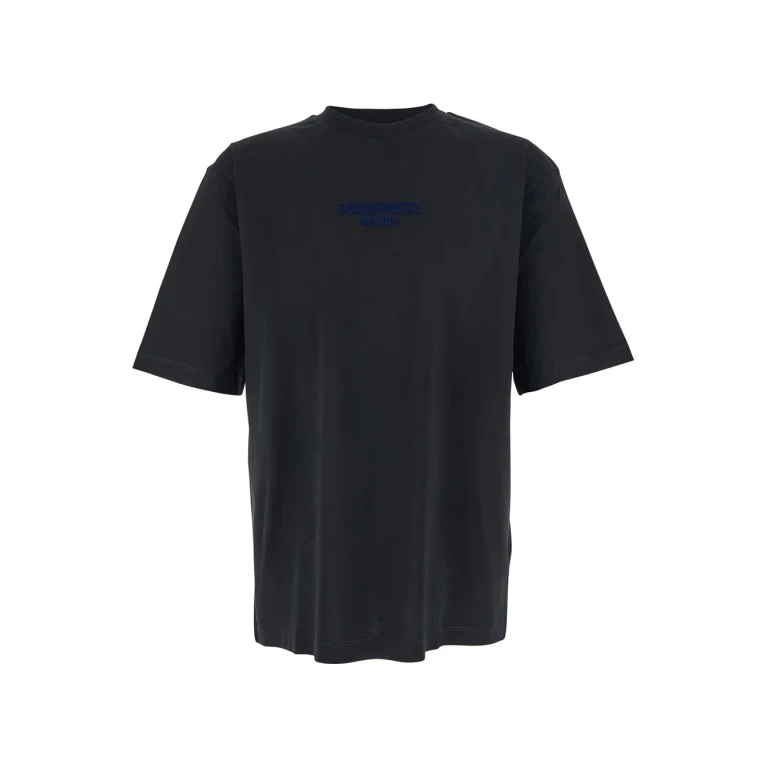 Dsquared2 Black Crewneck T-shirt With Logo Lettering On The Front In Cotton Man