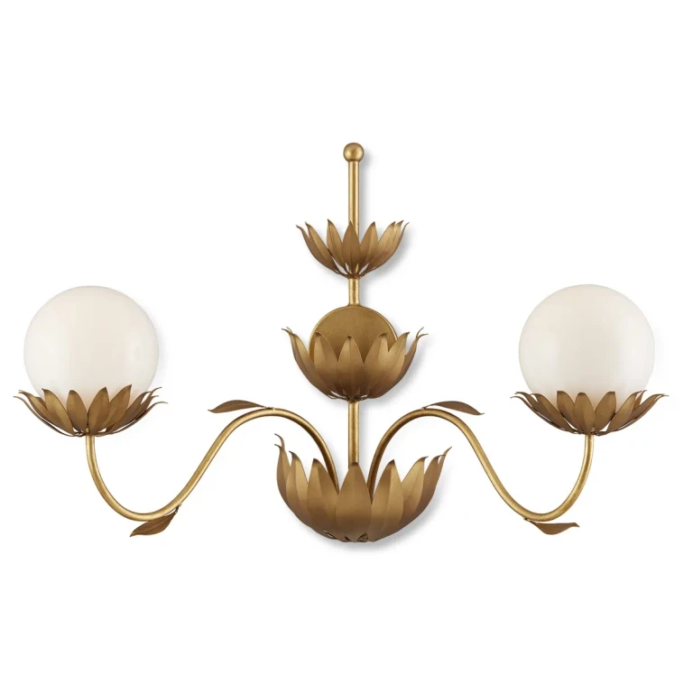 Contemporary Gold Leaf Gold White Wall Sconce from the Mirasole Collection