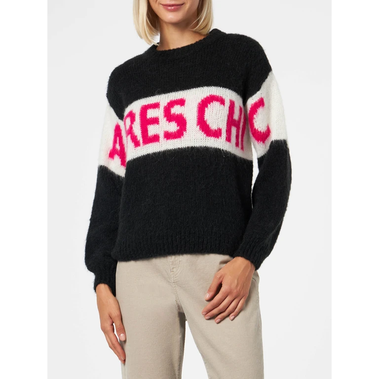 MC2 Saint Barth Woman Boxy Shape Soft Sweater With Apres Chic Jacquard