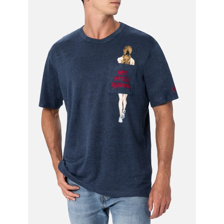 MC2 Saint Barth Ecstasea Linen Jersey T-shirt With Print And Embroidery