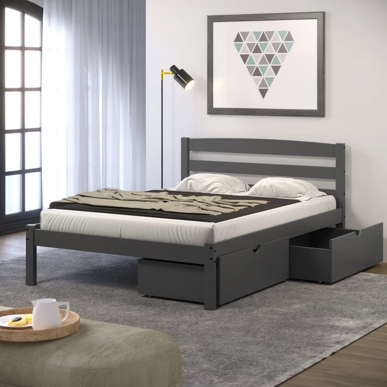 Econo Gray Full Bed with Storage Drawers