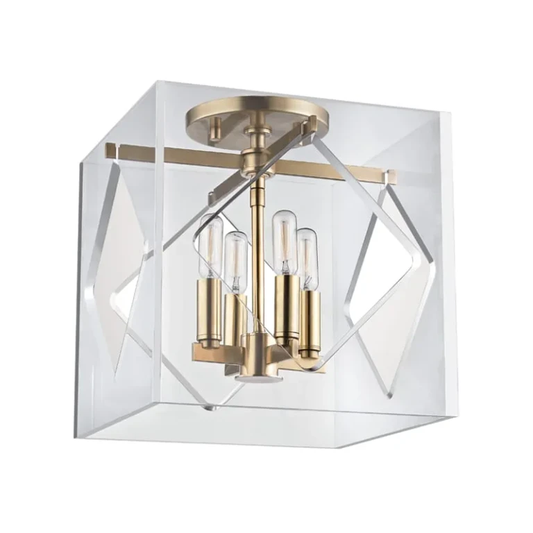 Travis 4-Light 12" Ceiling Light in Aged Brass
