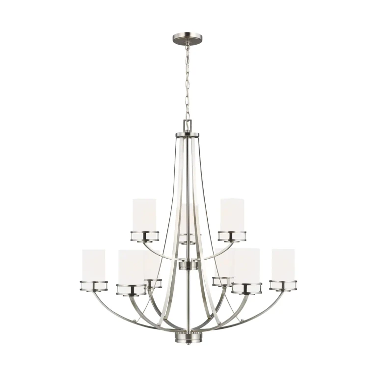 Sea Gull Robie 9-Light Rustic Chandelier in Brushed Nickel - 3121609-962