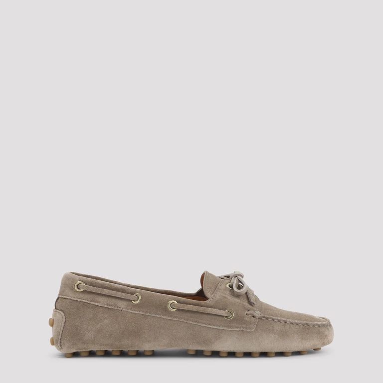 Tod`S Suede Leather Loafers Nude & Neutrals Shoe - Women