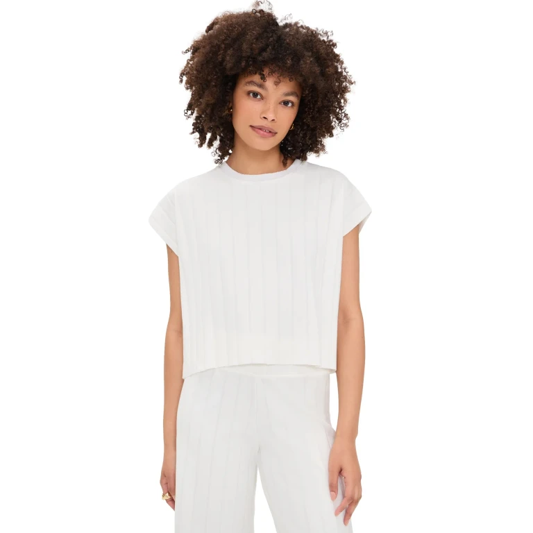 Splendid Splendid x @Cellajaneblog Wide Rib Short Sleeve Top White M