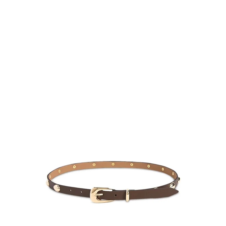 Women's Teardrop Studded Brown Leather Belt