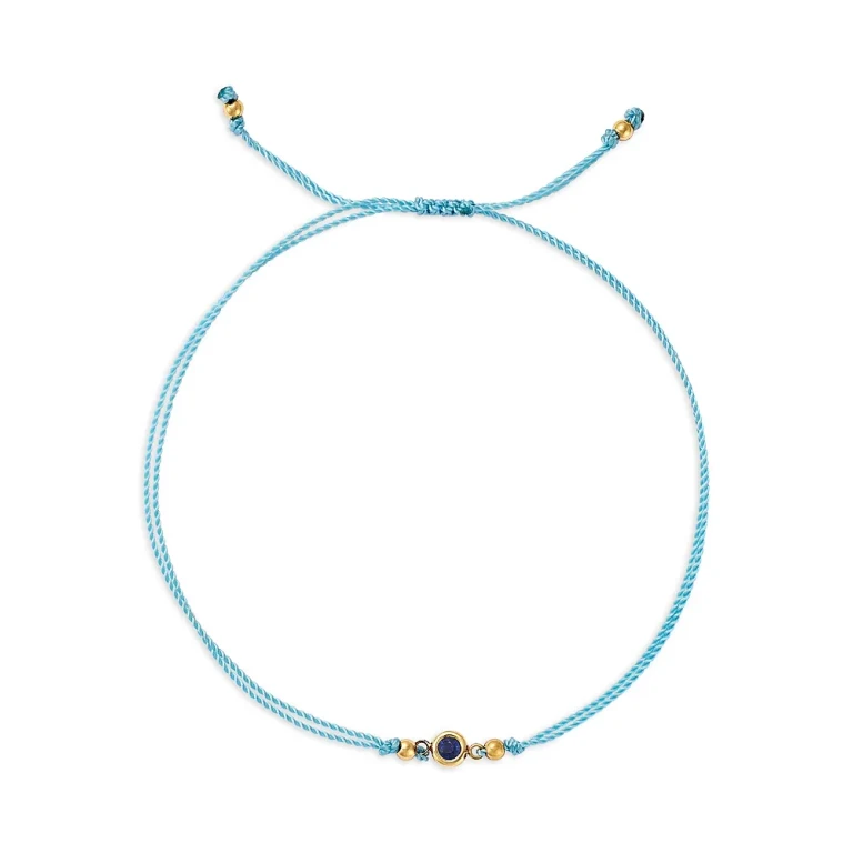 Zoe Chicco 14K Yellow Gold Floating Blue Sapphire Solitaire Cord Slider Bracelet