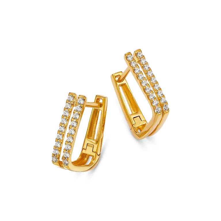 Diamond Huggie Hoop Earrings in 14K Yellow Gold, 0.25 tcw
