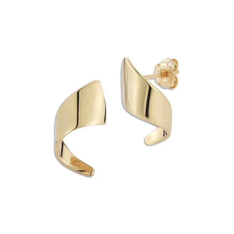 14K Yellow Gold Swirl Stud Earrings
