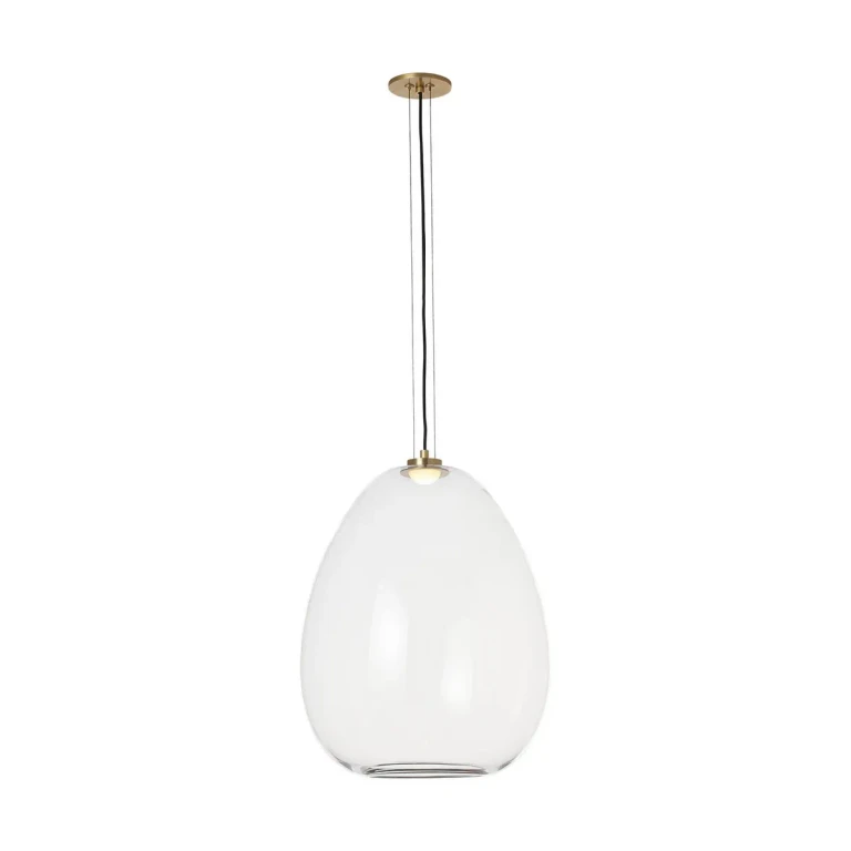 Kapoor 1-Light LED Pendant in Clear with Natural Brass