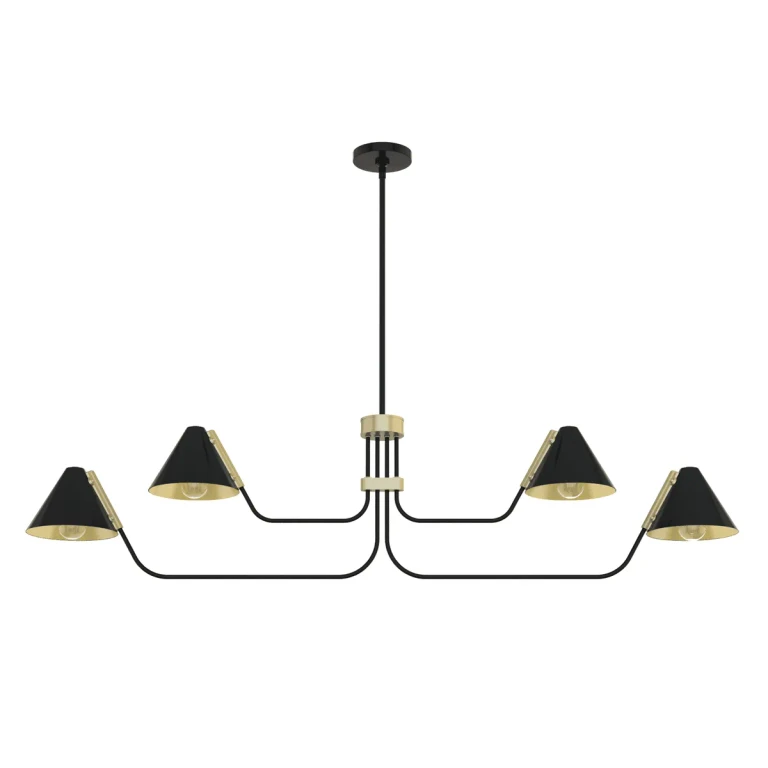 Matte Black Four Light Chandelier from the Grove Isle Collection