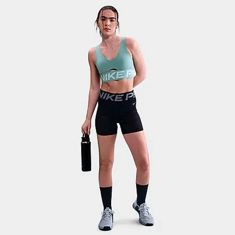 Nike Women's Pro Indy Plunge Sports Bra in Light Crimson/Ember Glow/White Size: XS