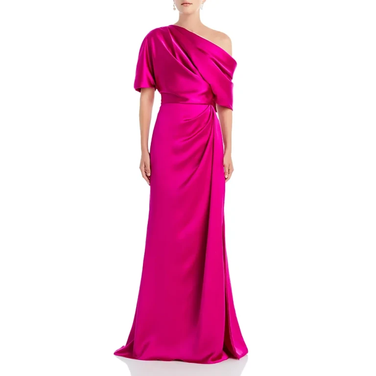 Draped Satin One Shoulder Dress
