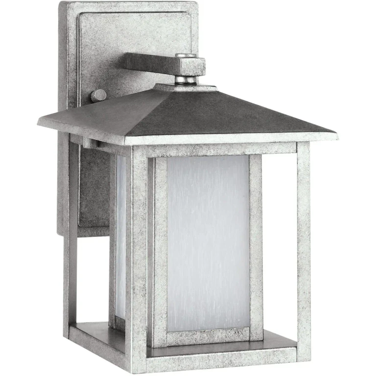 Weathered Pewter LED Outdoor Wall Lantern from the Hunnington Collection