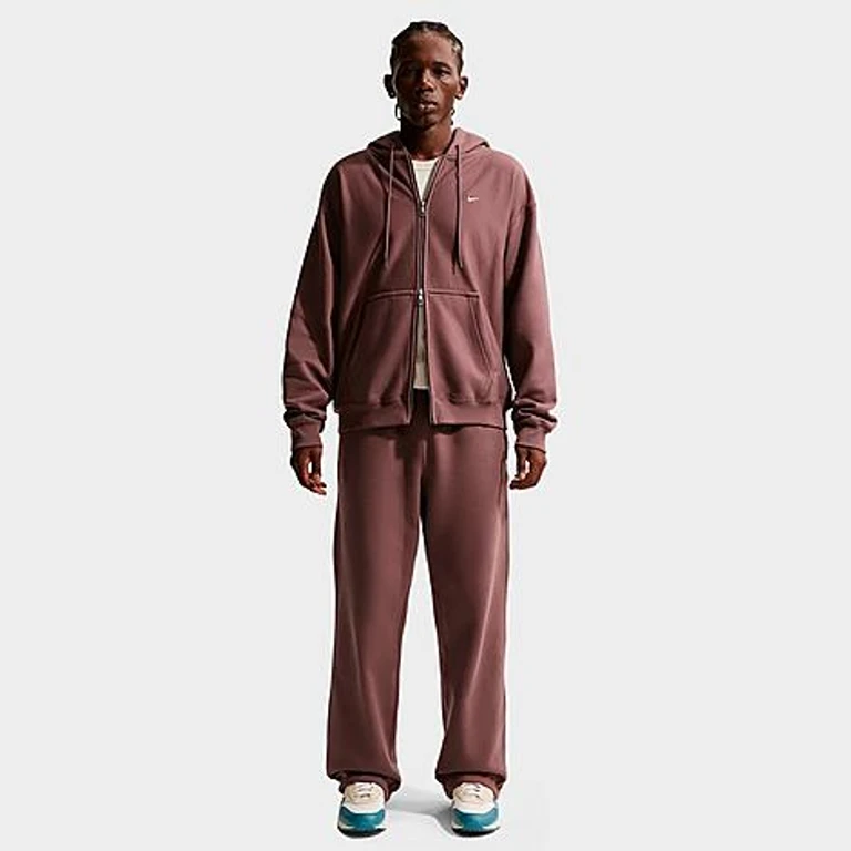 Nike Men's Solo Swoosh Fleece Full-Zip Hoodie in Tattoo/White Size: XS