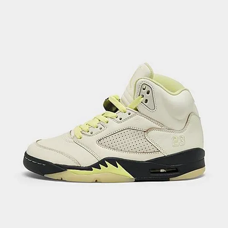 Jordan Women's Air Retro 5 Basketball Shoes in Sail/Luminous Green/Anthracite Size: 5.0