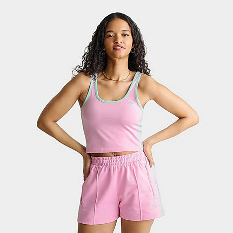 adidas Women's adicolor 3-Stripes Slim Tank Top in True Pink/Clear Mint Size: XS