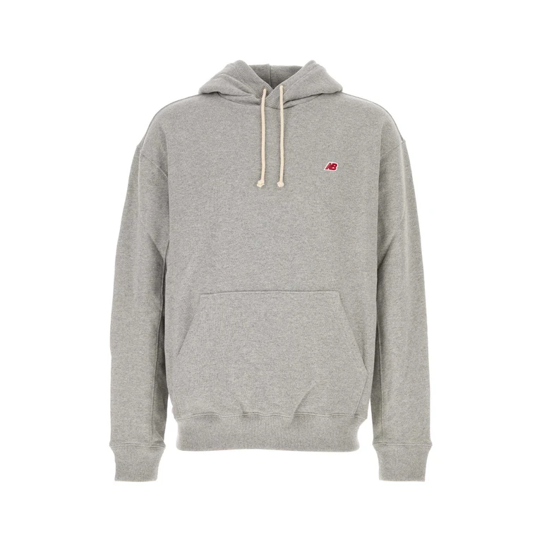 New Balance Melange Grey Cotton Blend Sweatshirt Athleticgrey Exterior: Elastane Felpe - Men