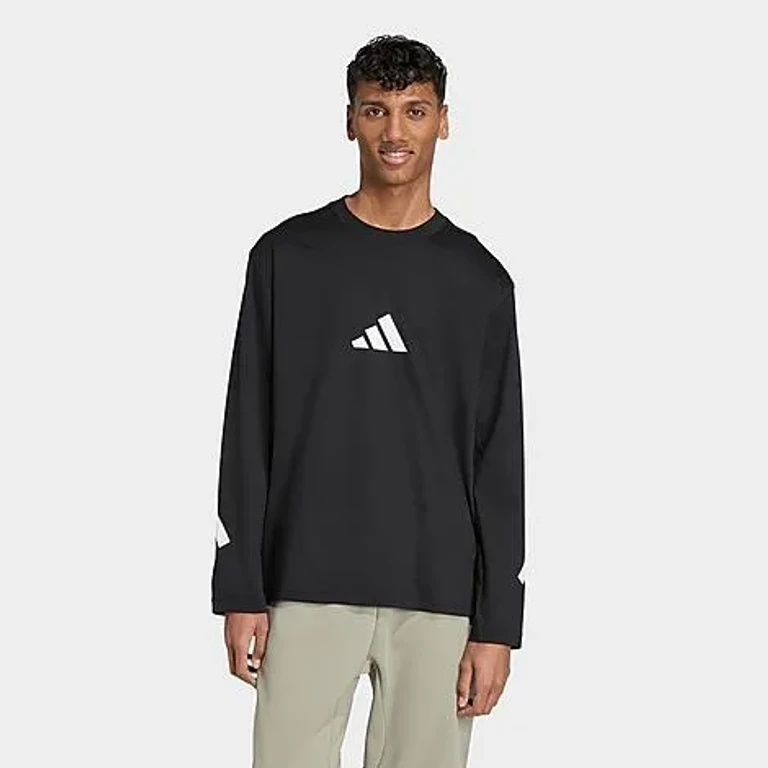 adidas Men's Z. N.E. Long-Sleeve T-Shirt in Black/White Size: XS