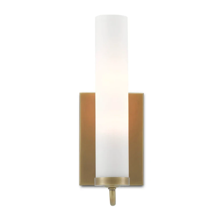 Antique Brass Opaque Glass Wall Sconce from the Bagno Collection