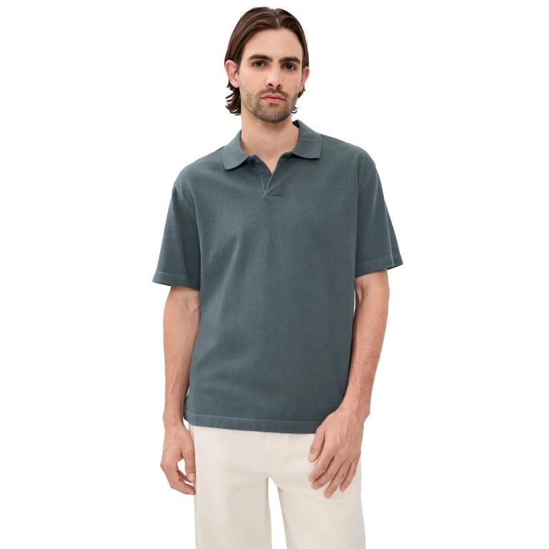 Madewell Cotton Long Sleeve Polo Jet Black M