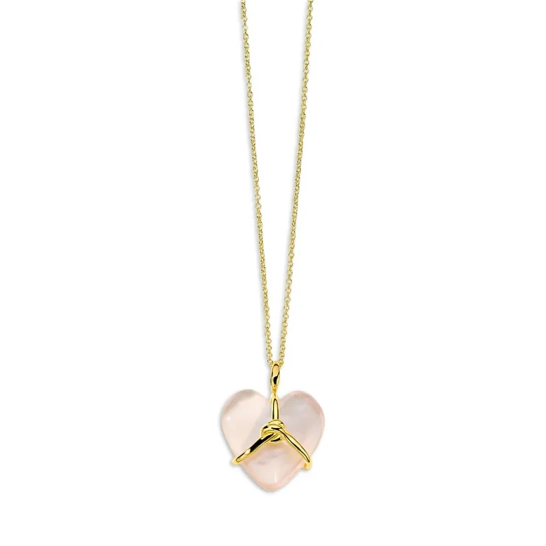 Ippolita 18K Yellow Gold Rock Candy Wrapped Rose Quartz Heart Pendant Necklace, 30