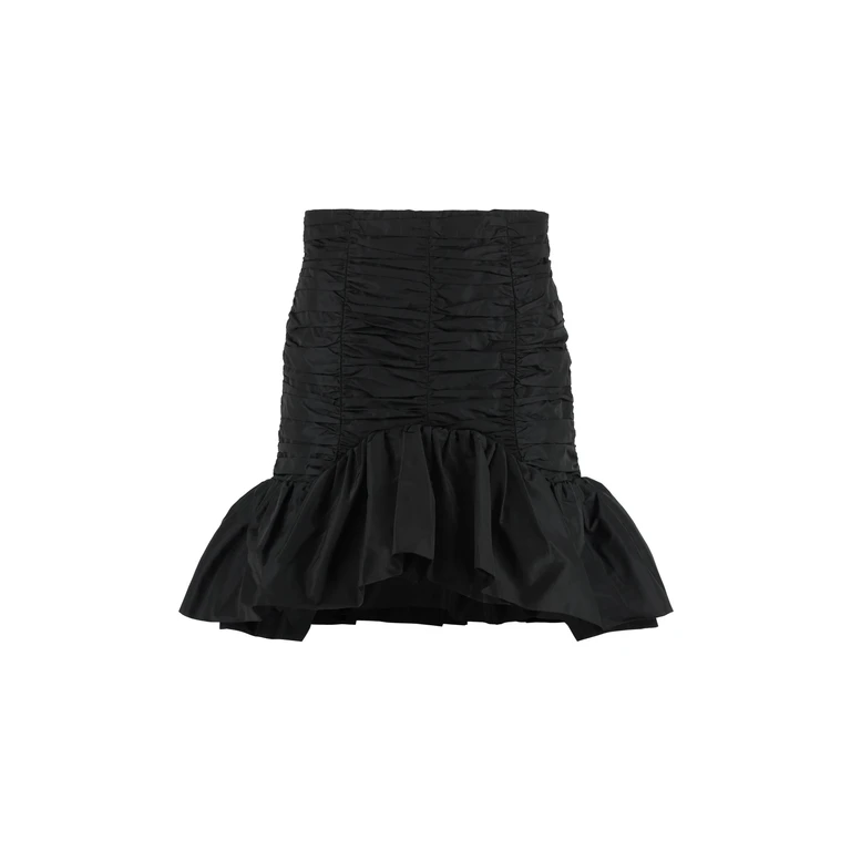 Patou Gathered Techno Satin Mini Skirt