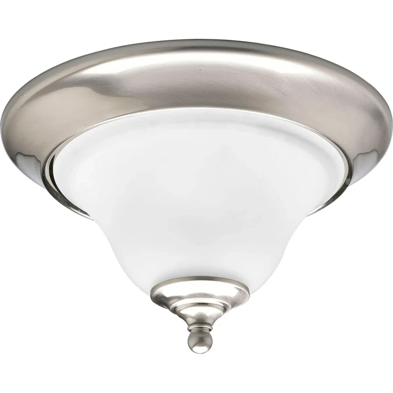 Brushed Nickel One Light Flush Mount from the Trinity Collection
