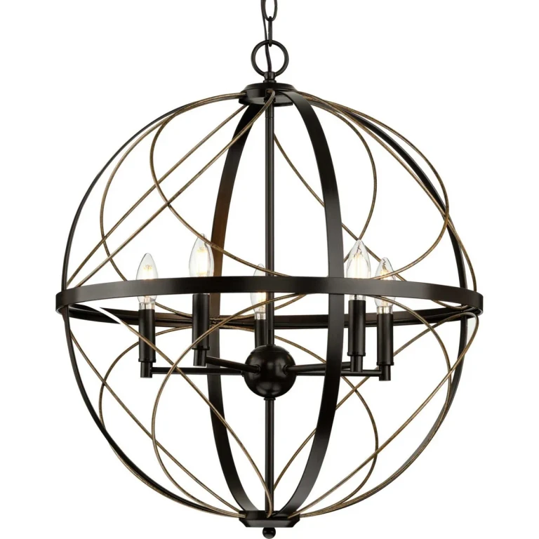 Antique Bronze Five Light Pendant from the Brandywine Collection