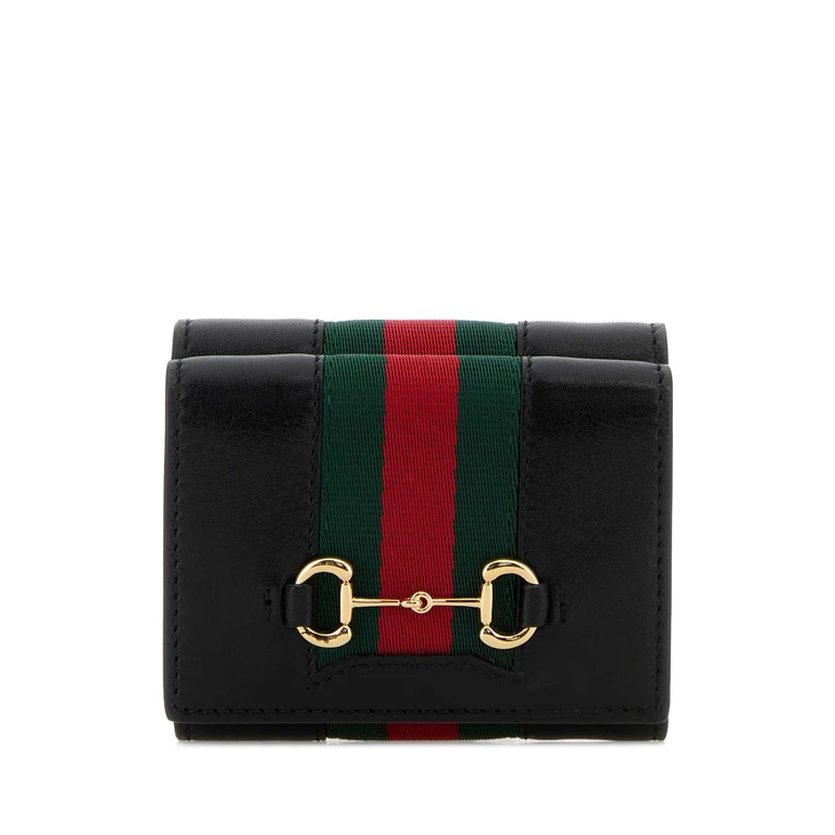Gucci Black Leather Wallet Blackvrv Portafogli - Women