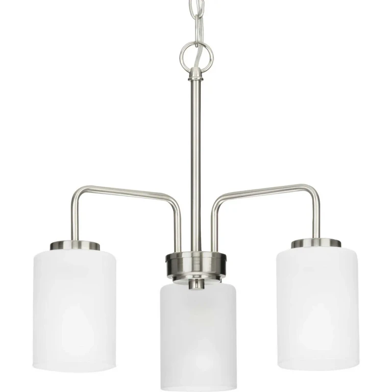 Brushed Nickel Three Light Chandelier from the Merry Collection