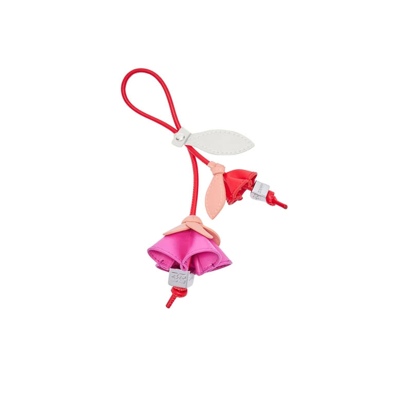 Ganni Flower Recycled Leather Bag Charm Red Polyurethane Minuteria - Women