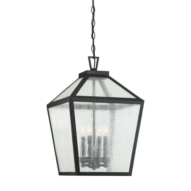 Savoy House Woodstock 4-Light Outdoor Hanging Lantern in Black - 5-104-BK