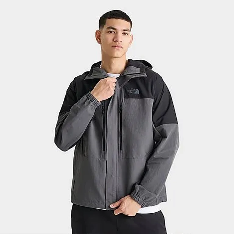 The North Face Men's Trishull Woven Full-Zip Hooded Jacket in Anthracite Grey/TNF Black Size: Small