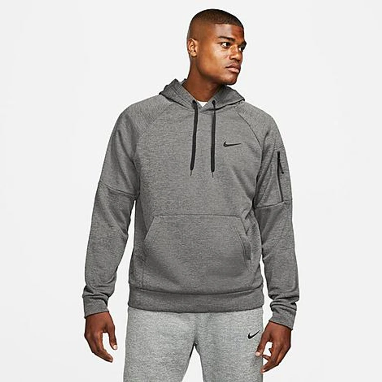 Nike Men's Therma-FIT Pullover Training Hoodie in Charcoal Heather/Dark Smoke Grey/Black Size: XS