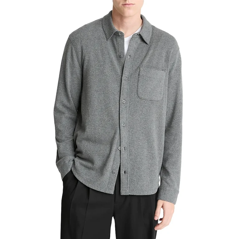 Vince Solid Button Front Knit Shirt
