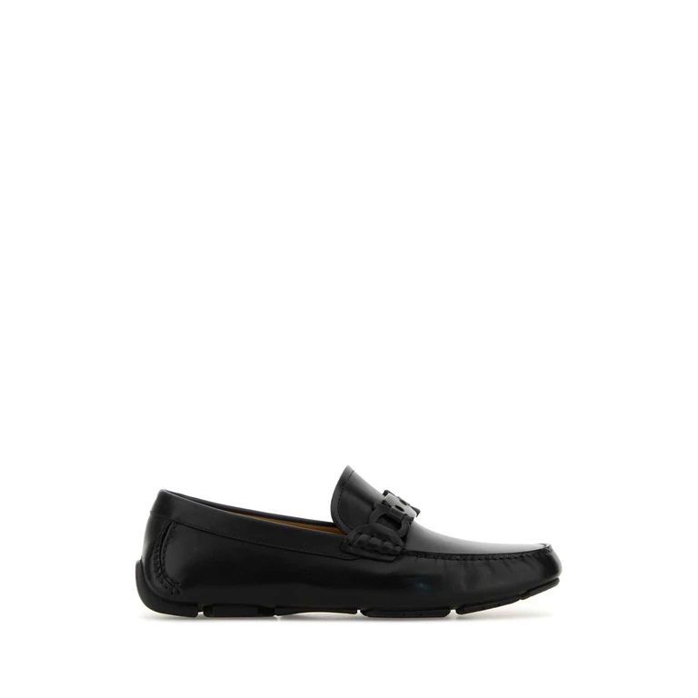 Ferragamo Black Leather Byte Loafers