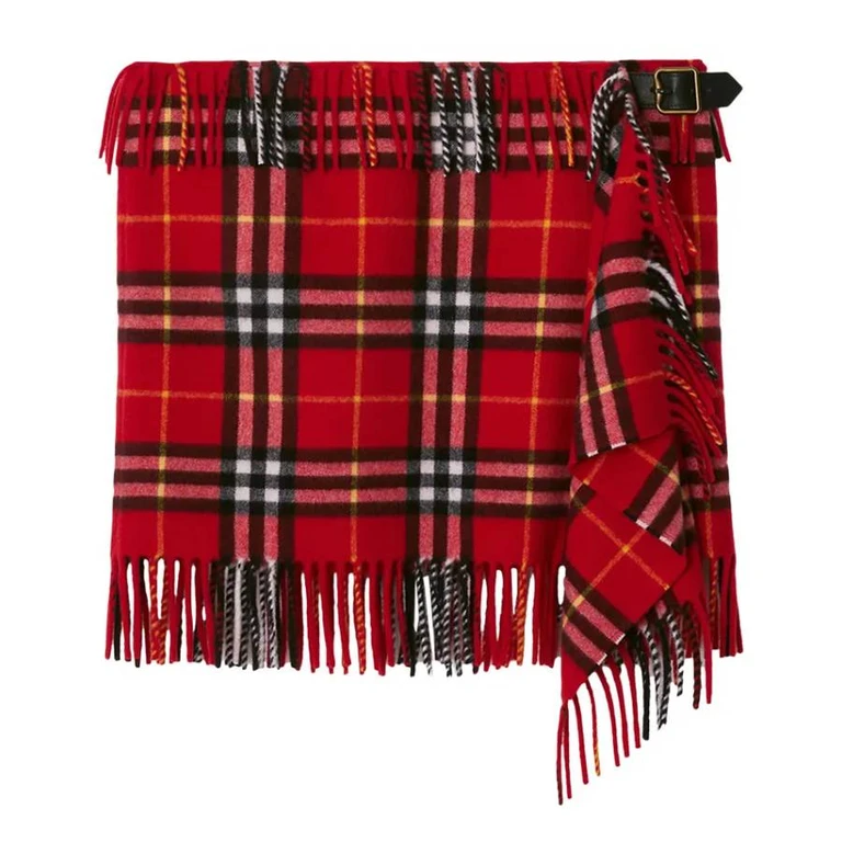 Burberry Womens Check Wool Cashmere Scarf Skirt