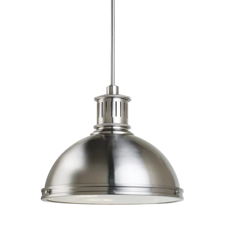 Brushed Nickel Three Light Pendant from the Pratt Street Metal Collection