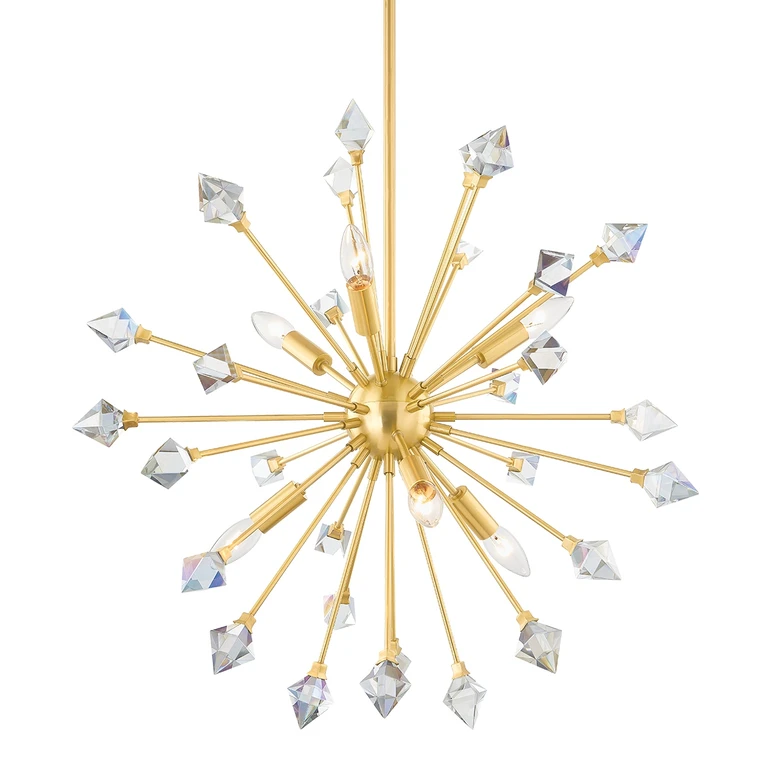 Aged Brass Six Light Chandelier from the Genesis Collection