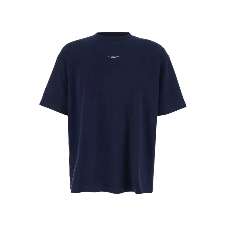 Drôle de Monsieur le T-shirt Slogan Classique Blue Crew Neck T-shirt With Slogan Print Detail On The Front In Cotton For Men