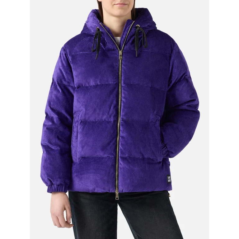 MC2 Saint Barth Purple Corduroy Geneve Hooded Padded Jacket